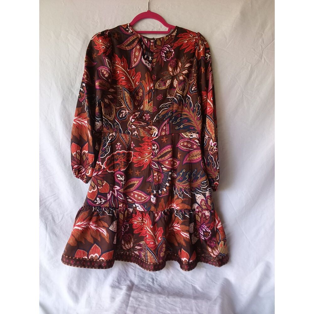 Loft New NWT Petite Dress Brown Paisley Size 6 - Picture 2 of 5